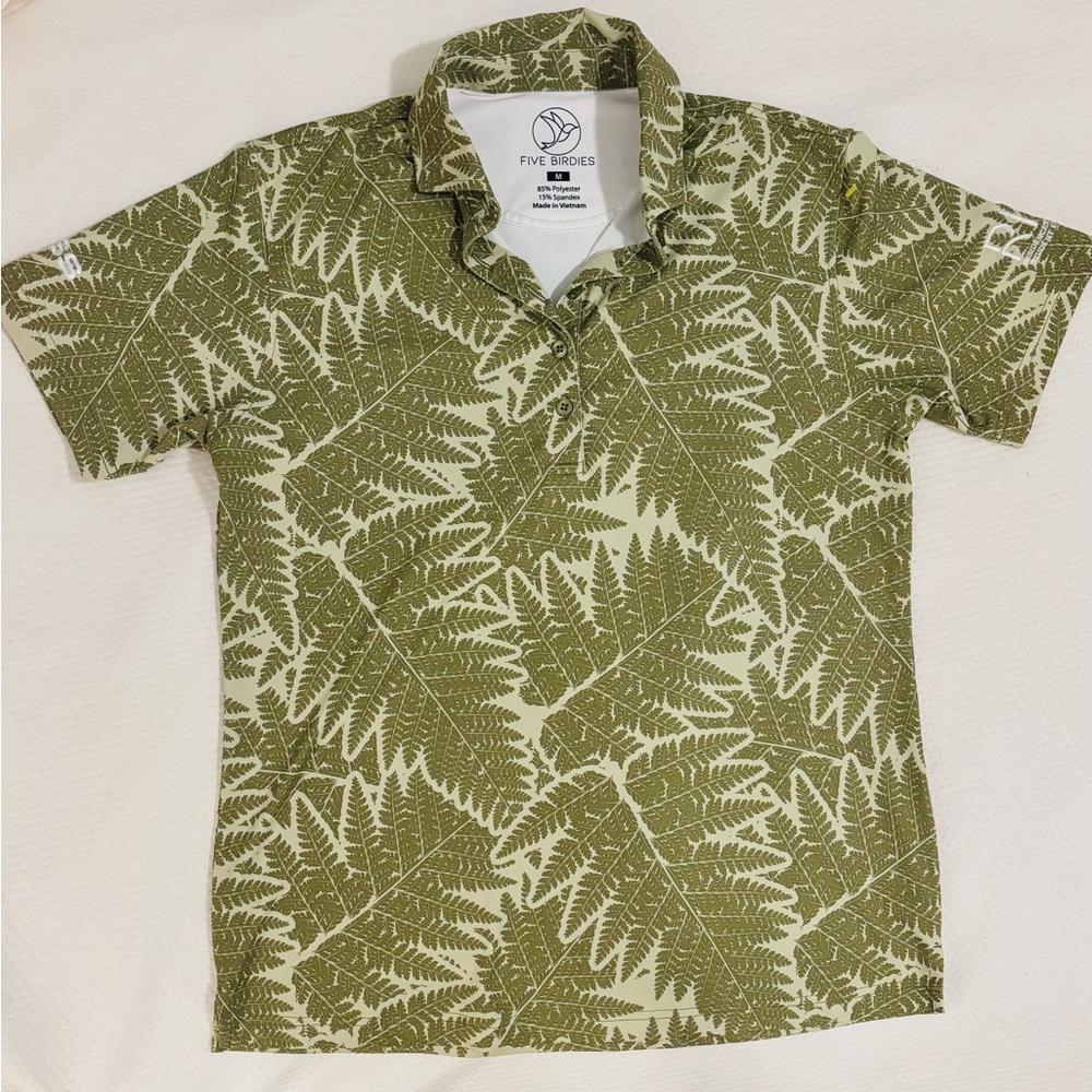 Five Birdies Hawaiian Fern Print Men's Polo Shirt